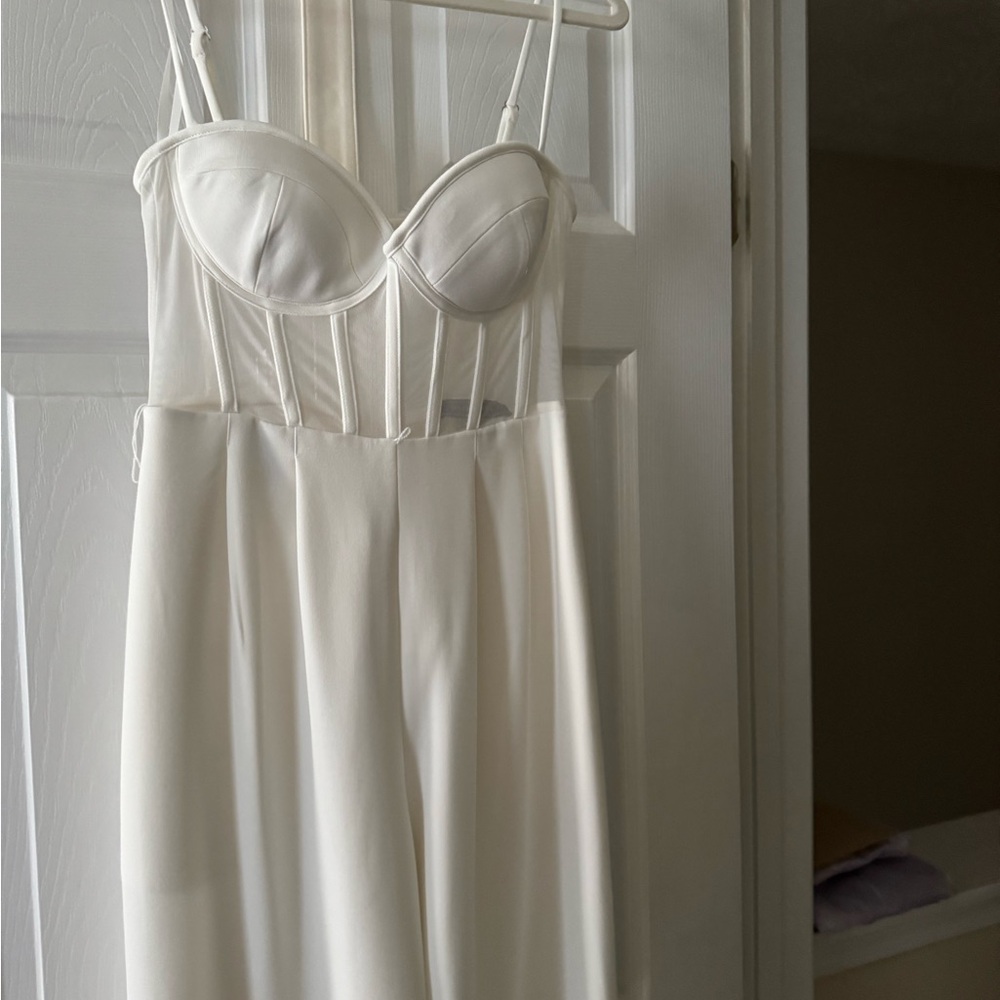 White Corset pant Outfit BCBG